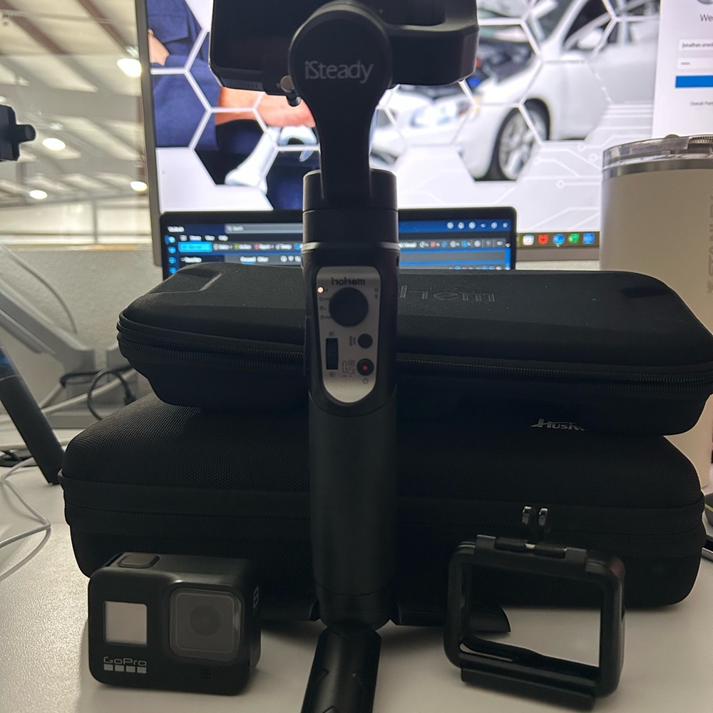 iSteady Black Gimbal Stabilizer with go pros